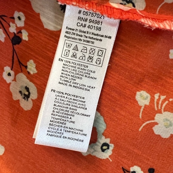 Orange floral print tunic top. Lightweight sz M - Picture 4 of 8